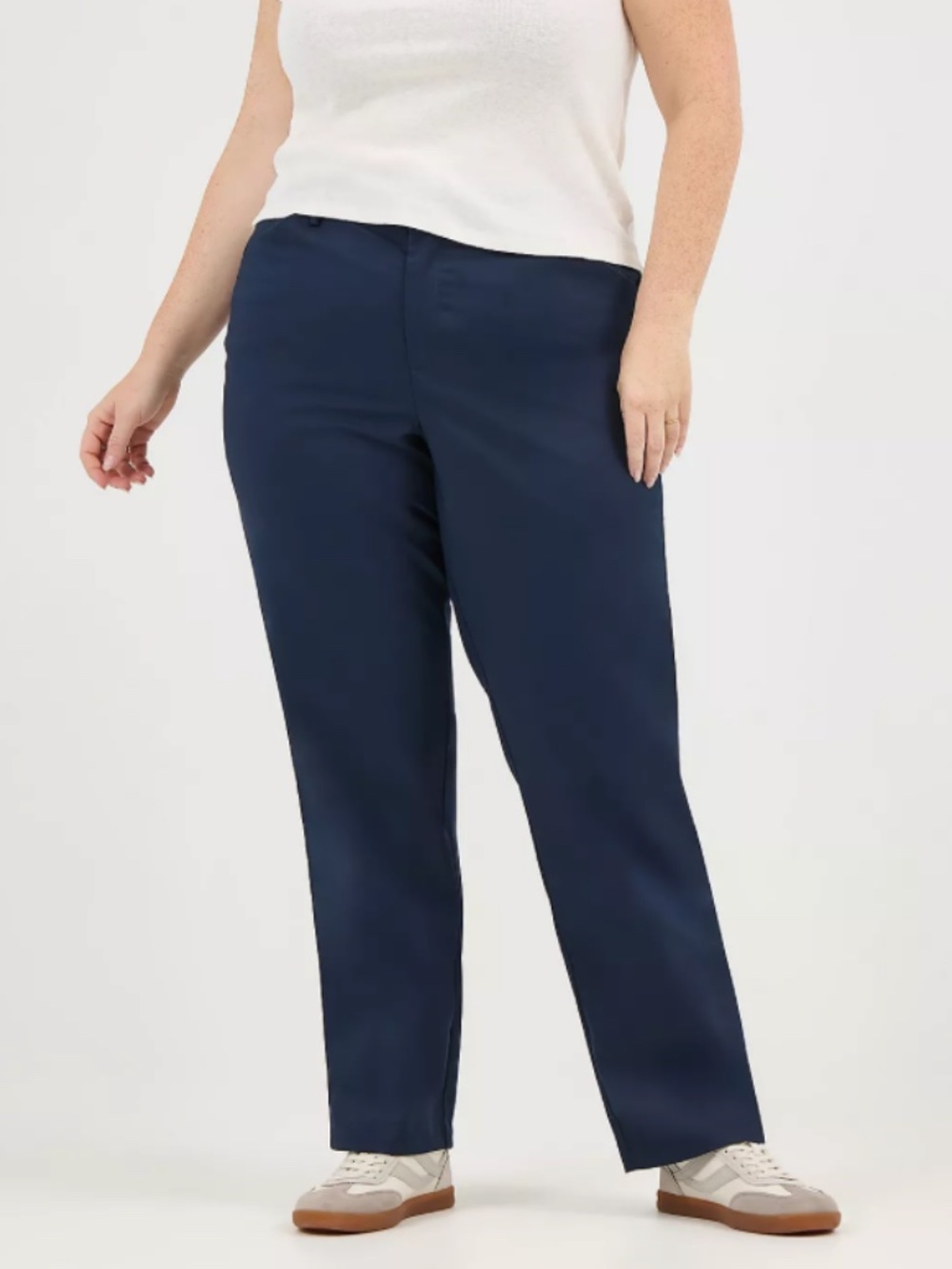 Lee Regular Fit Trousers Mid Rise Women's 22W Navy Straight-Leg Trousers